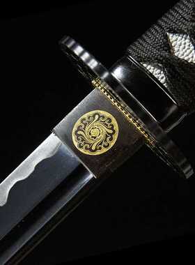 日本刀手工一体长刀黑武士刃龙泉刀剑居合道打刀武术katana未开刃