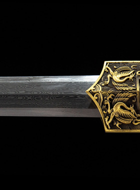 圣兽汉剑锻打花纹钢刀剑一体四