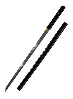 素装唐横刀手工大马士革黑檀木