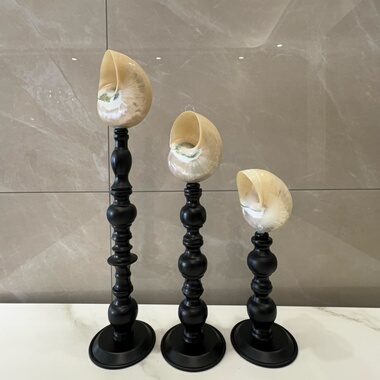 海印象家居饰品天然海螺轻奢美式酒店样板房软装饰品烛台创意摆件