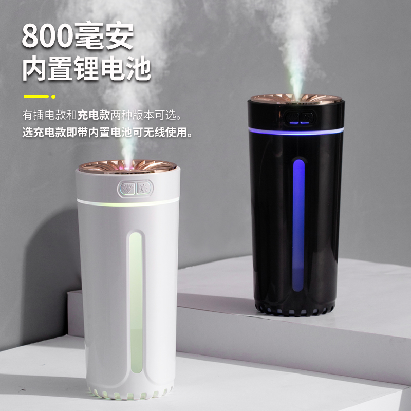 车载加湿器无线小型车用氛围灯喷雾香薰一体家用奔驰车空气净化器 - 图0