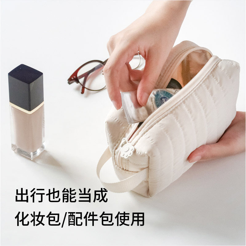 【百词斩文创】大容量猫窝笔袋奶油巧克力咖啡棕色白色学生随身收纳包化妆包文具袋初中高中大学旅行出差纯色 - 图1