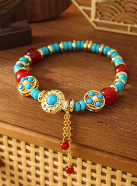 国风玄学手链绿松珍珠玛瑙手串