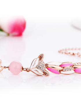 小狐狸本命年桃花好运粉色手链