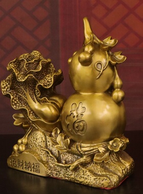 纯黄铜百福葫芦招财聚财摆件