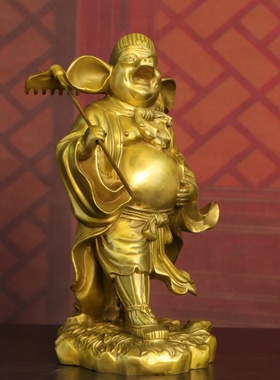 纯黄铜猪八戒铜像摆件天蓬元帅神像生肖猪铜猪吉祥物家居招财装饰