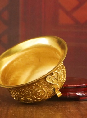 纯黄铜如意聚宝盆招财聚财摆件