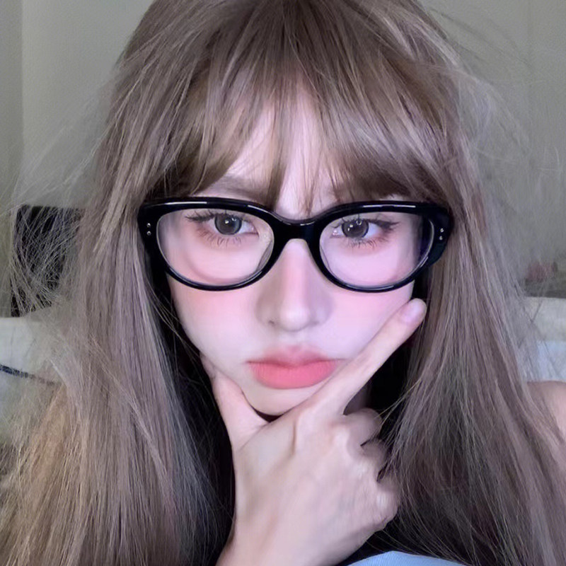 猫眼女韩版潮复古型素颜黑色眼镜框 jeanmarc定制成品光学镜