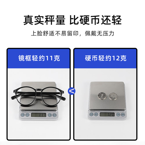 圆框黑框眼镜女近视素颜镜框超轻大框大圆脸防蓝光黑色眼镜框女款 - 图1