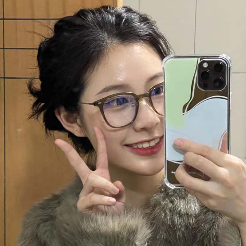 冷茶色女gm韩系大框轻款近视眼镜框 jeanmarc防蓝光镜