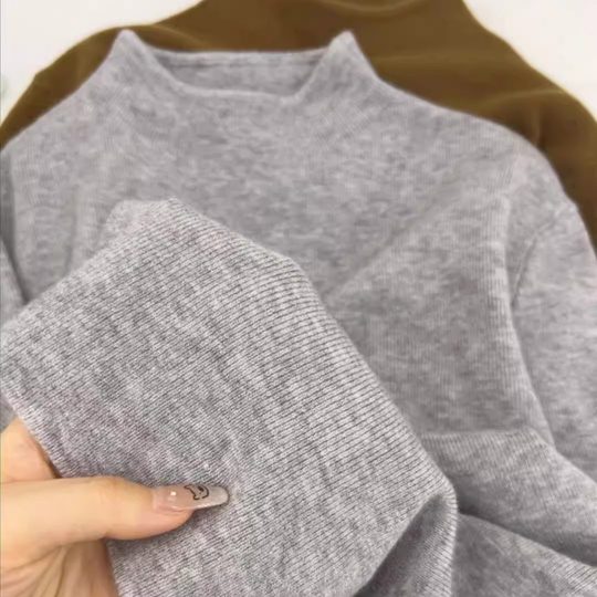 高级感软糯小立领毛衣打底衫女冬修身长袖半高领针织秋冬内搭上衣