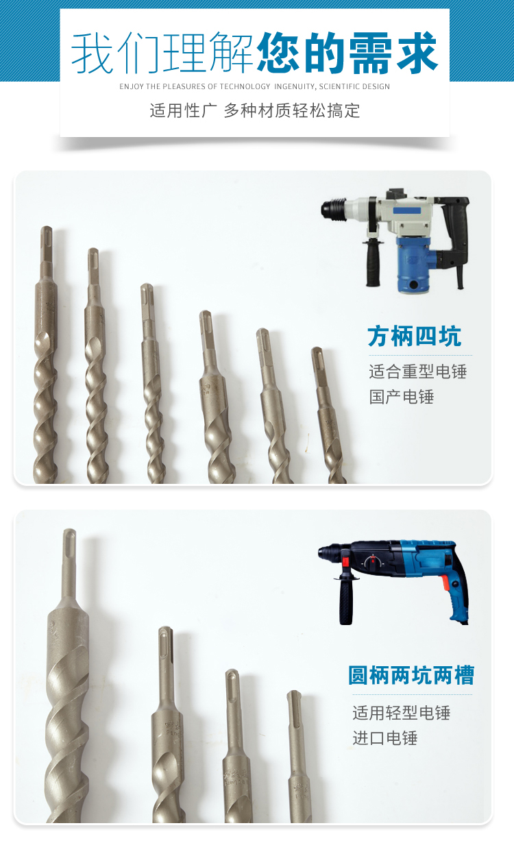 方大王加长电锤冲击钻钻头方柄四坑水混凝土穿墙钻250mm350mm500m-图1