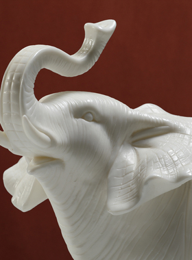 晟美陶瓷欣欣向荣大象摆件办公室客厅电视酒柜德化白瓷装饰工艺品