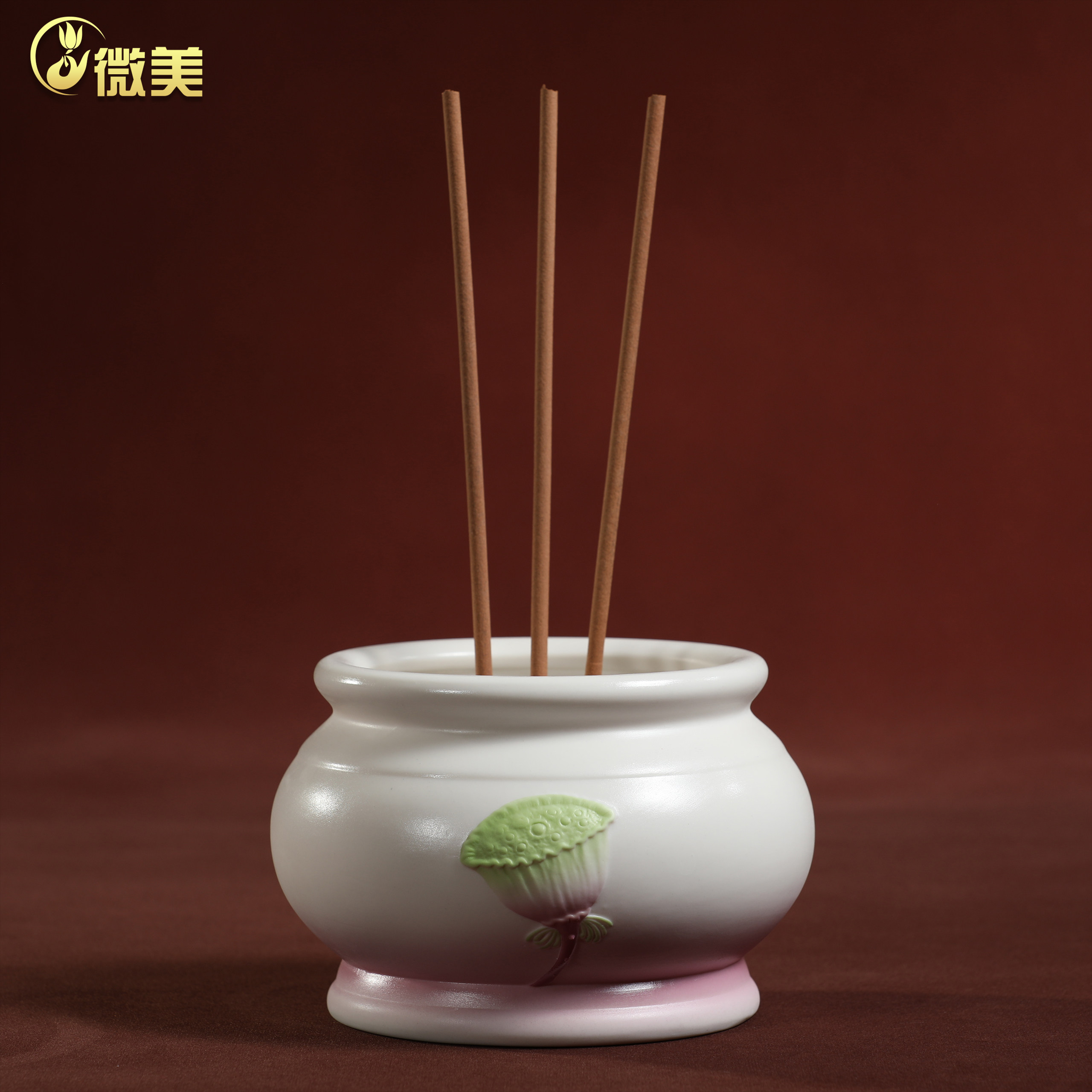 晟美陶瓷粉荷莲花香炉摆件家用供奉佛前佛具香插炉焚香炉佛具用品,淘宝优惠券,粉丝福利购,淘宝优惠卷