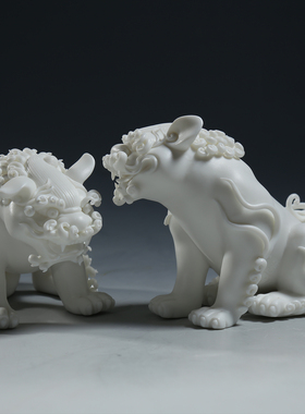 微美陶瓷多款式群狮戏球摆件狮子坐狮走狮事事如意玄关办公室摆设