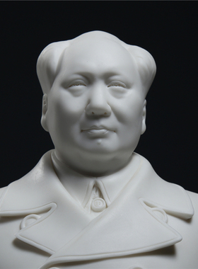 德化白瓷毛主席风衣背手站像桌面客厅艺术品工艺品摆件全身像站像
