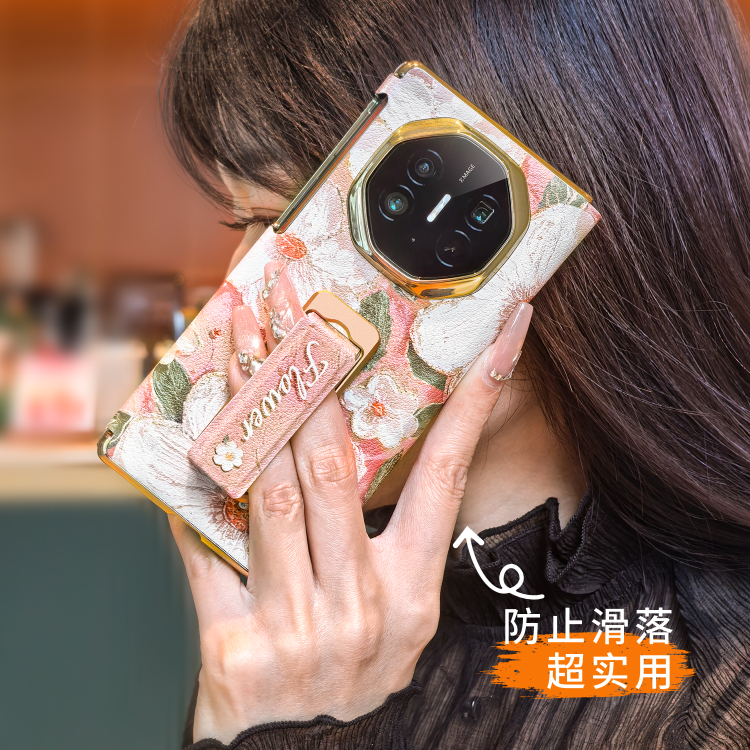 油画山茶花适用MateXT非凡大师手机壳新款旋转腕带支架mate三折叠屏磁吸中轴xt超薄防摔保护套高级感复古外壳 - 图1