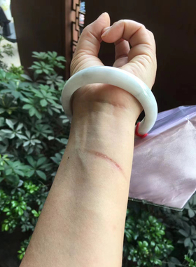 圈口63缅甸A货保真正品糯化牛奶底扁条手镯大口径少女妈妈送礼