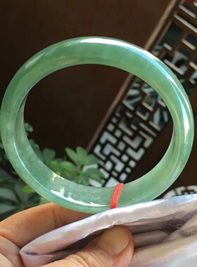 缅甸A货保真正品圈口60-61翡翠冰绿正圈手镯女款玉石镯子送女友