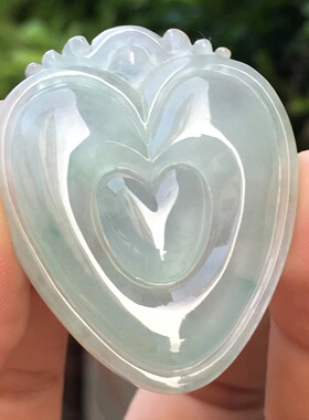 缅甸A货保真正品翡翠冰种心形福贝吊坠男女同款挂件闺蜜同款