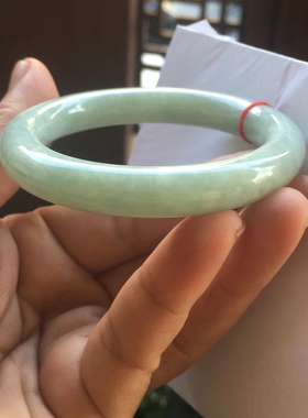 正圈口51缅甸保真正品翡翠天然A货淡绿色圆条手镯小口径少女闺蜜