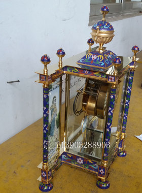 钟表 经典景泰蓝珐琅彩画纯铜镀金珐琅大蓝座钟