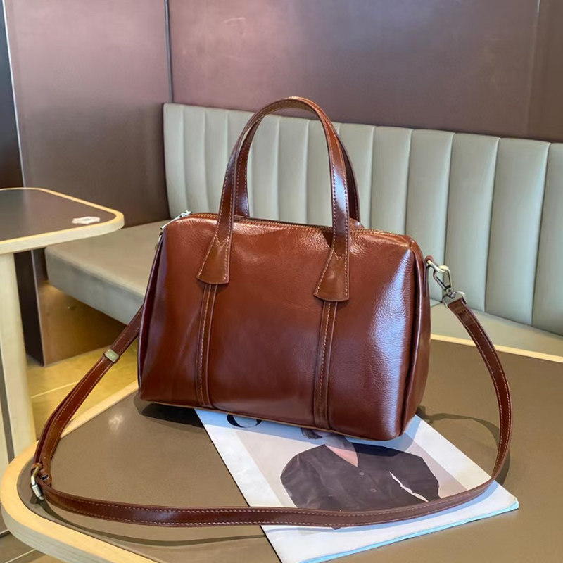 纯牛皮大容量斜挎手提包女百搭2025新款真皮休闲托特包放雨伞水杯,淘宝优惠券,粉丝福利购,淘宝优惠卷