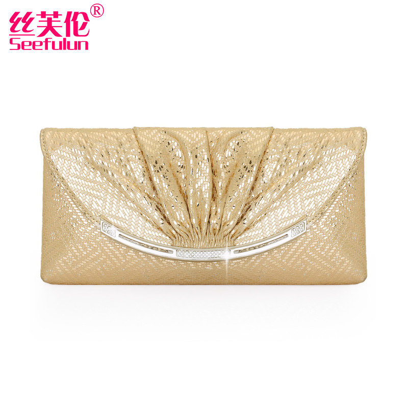 晚宴金色女气质2020新款镶钻手拿包 丝芙伦女士包袋