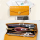 Crocodile pattern long soft cowhide genuine leather wallet put on mobile phone