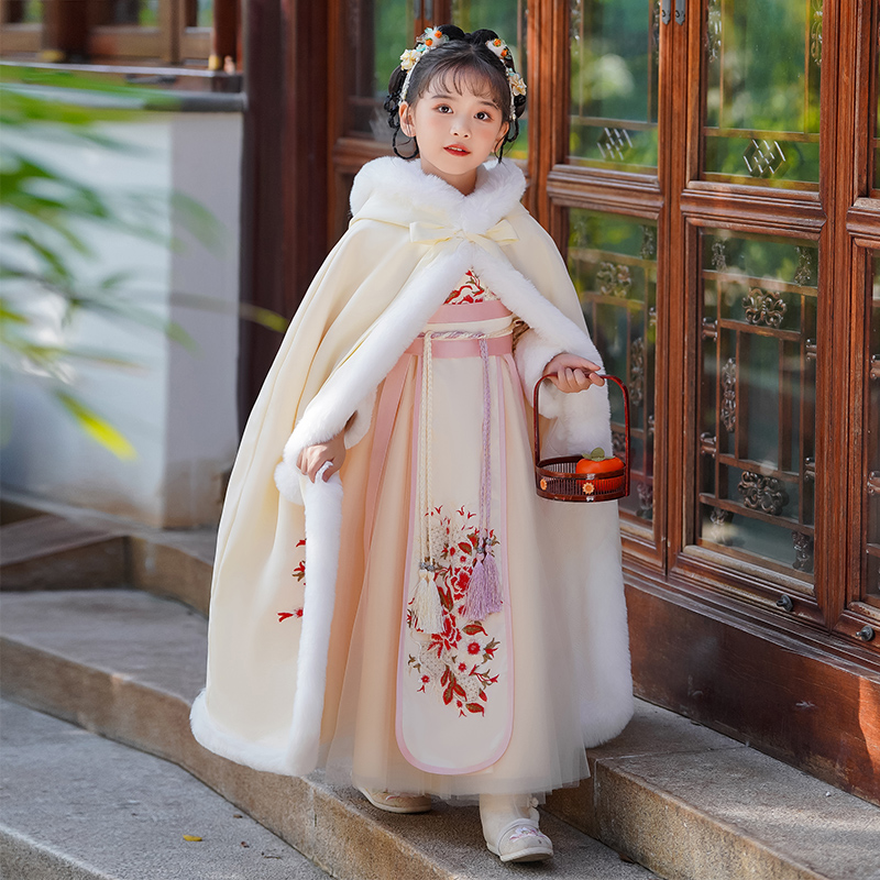 汉服冬款女童拜年服2024新款小女孩中国风唐装儿童冬季加绒过年服