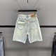 Retro ສີແສງສະຫວ່າງ ripped denim pants ໄຕມາດສໍາລັບແມ່ຍິງ pants ຂາກ້ວາງ