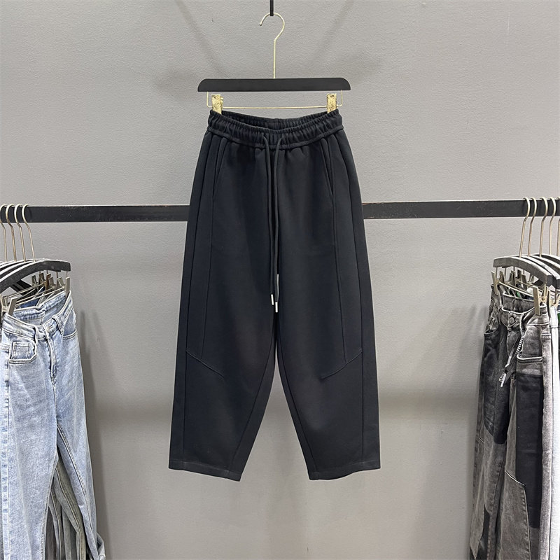 欧货2026春季新款黄色休闲运动卫裤女小个子宽松阔腿裤九分哈伦裤,淘宝优惠券,粉丝福利购,淘宝优惠卷