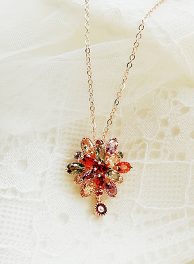 彩色花朵个性甜美防过敏项链耳饰