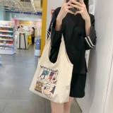 Мультяшный шоппер, свежий вместительный и большой тканевый мешок, льняная сумка, Южная Корея