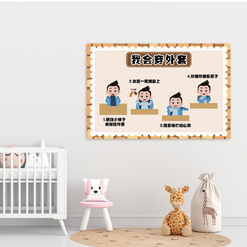 幼儿园环创主题生活自理能力教育常规培养我会穿衣服擦屁股贴纸 - 图2