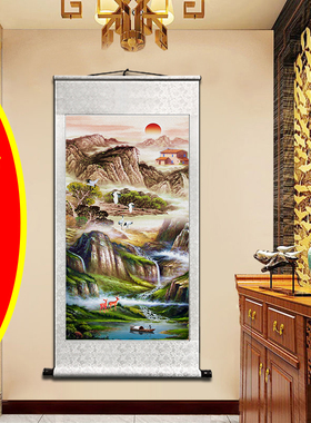 国画山水画镇宅旺业招财进宝挂画