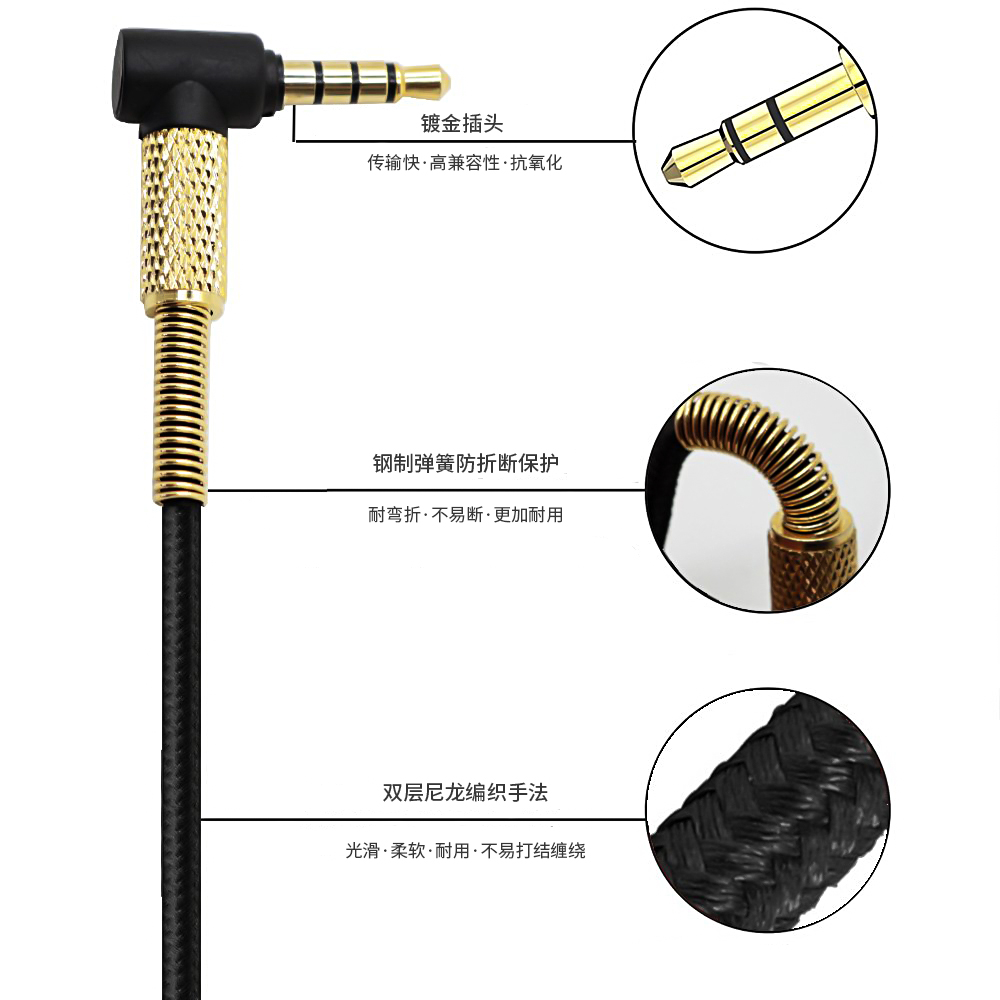 替换AKG Y50 Y500 Y40 Y45 BT Y55 K540耳机编织线音频配件转3.5-图1