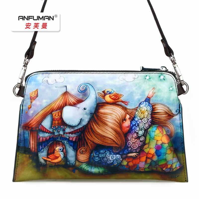 女民族手绘软皮潮流手拎拉链单肩包 圣嘉禾箱包女士包袋