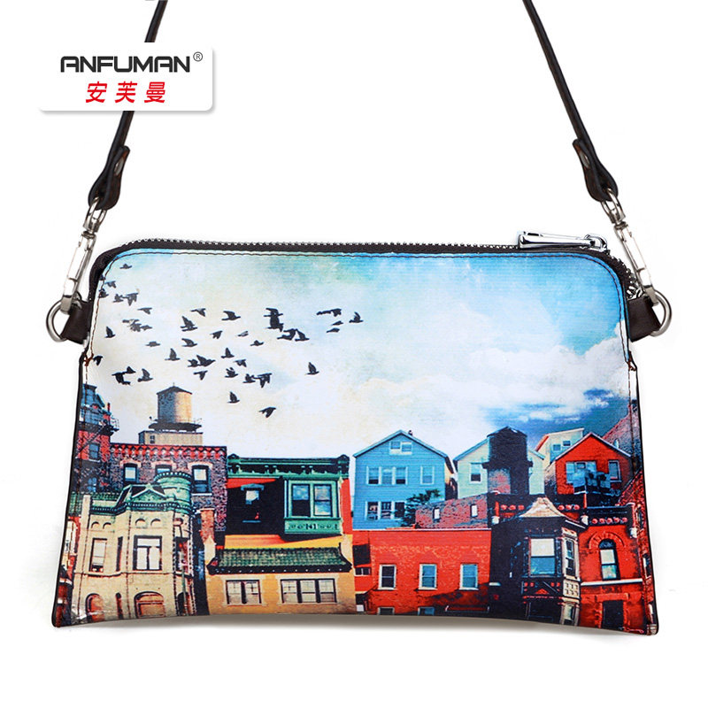 女民族手绘软皮潮流手拎拉链单肩包 圣嘉禾箱包女士包袋