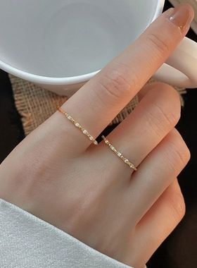 风旭日素圈女ins 戒指简约镶钻个性食指戒潮时尚小众细款冷淡开口