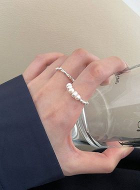 性感碎戒指设计ins戒银子设计女小众食指时尚百搭珍珠个潮新款戒