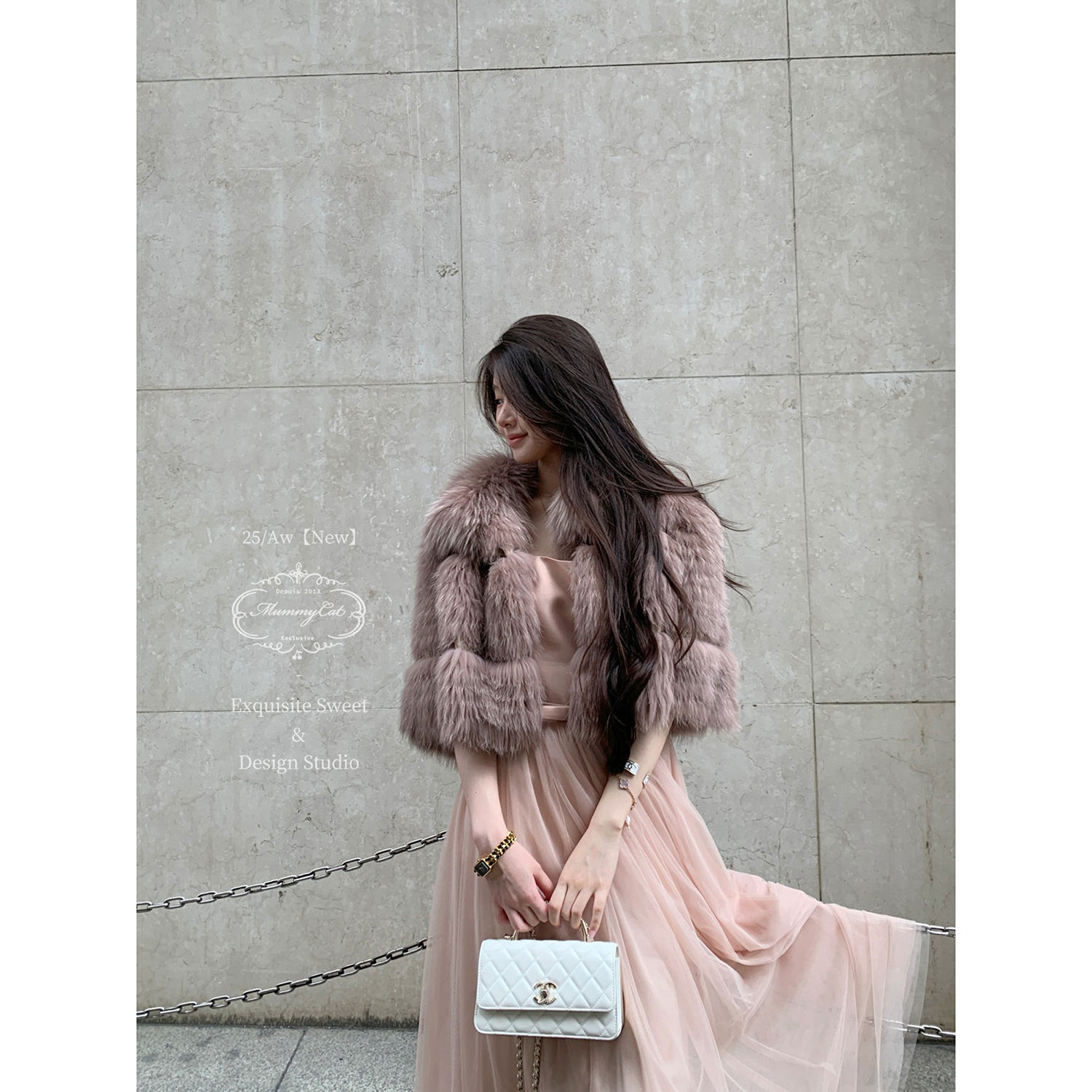 MummyCat下蛋喵【优雅公式】25新品气质温柔拼接网纱日礼服连衣裙 - 图2