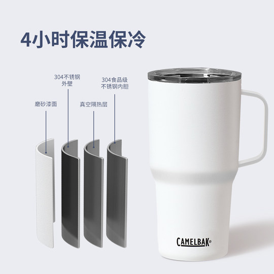 Stainless steel tea mug with handle