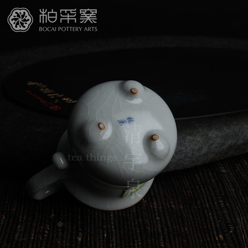 台湾柏采汝窑茶海冬青釉月白 柏采窑 IR-109E 奇茗公道杯汝瓷开片 - 图3