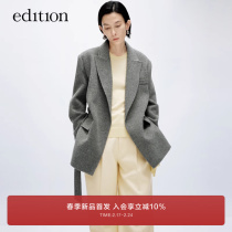 Edition fur coat woman 2024 spring new alpaca wool wool collection waist suit jacket EBD1COT023