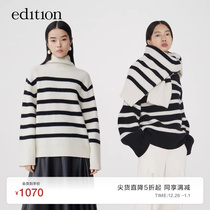 edition stripe high collar sweater woman winter new woolen sweater blouse beautiful nowool EBB4SWTT14