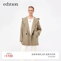 The edition fur coat woman 2023 autumn new wool double face loot even cap coat EBC3OVCT02