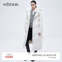 edition down jacket woman 2023 winter new big fur collar with cap long section light and warm goose down EBC4EIN025