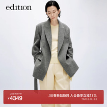 (Spring New Products New Downfall) edition2024 Sheep wool wool to collect waist suit jacket EBD1COT023