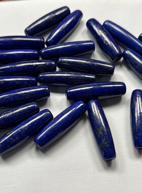 阿富汗精品青金石8x29.5mm桶珠橄榄珠DIY配珠文玩饰品发一粒